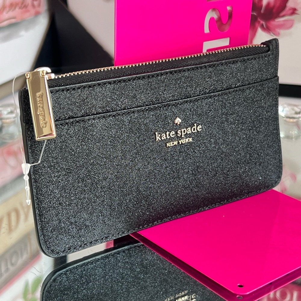 Kate Spade NWOT Black Sparkle  glitter Clutch
